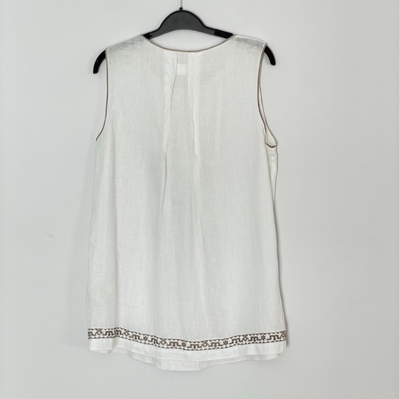 120 LINO 100% Linen white women sleeveless shirt/blouse tunic size 46 Italy - Picture 4 of 6